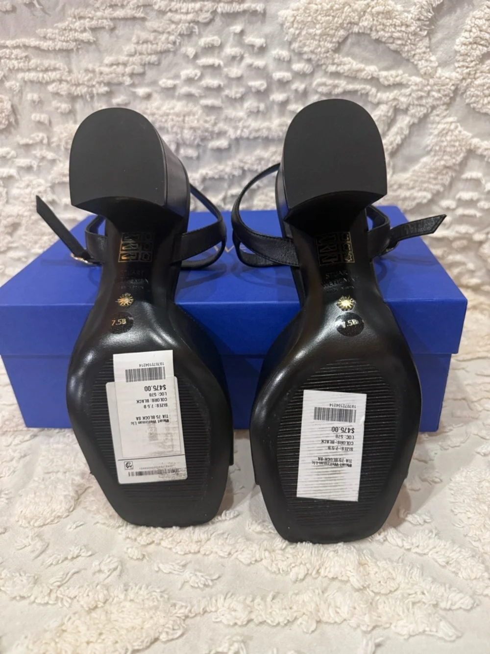 Stuart Weitzman Black Leather Block Heel Slingback Sandals #620